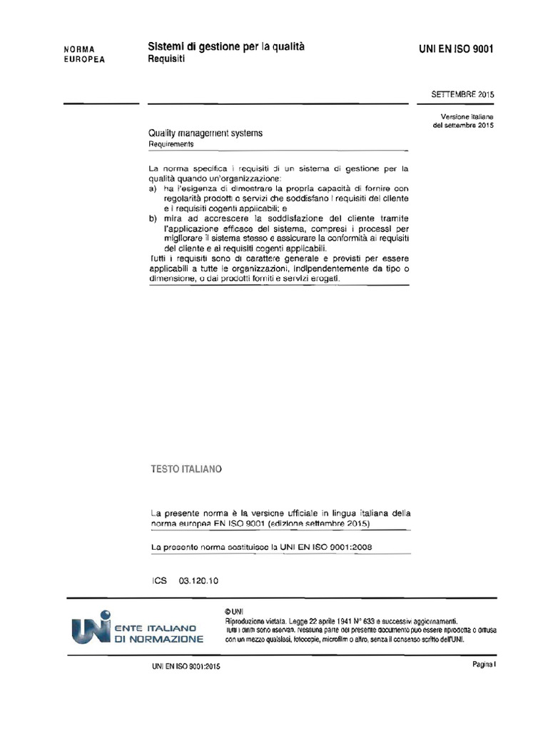 Uni en Iso 9001 2015 It | PDF