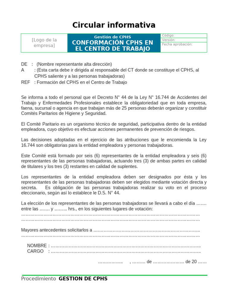 Circular Informativa Personas Trabajadoras | PDF
