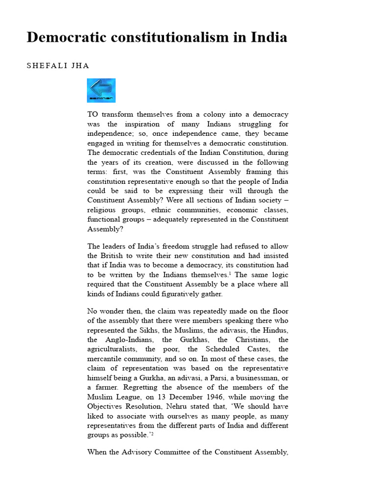 642 Shefali Jha, Democratic Constitutionalism in India | PDF ...