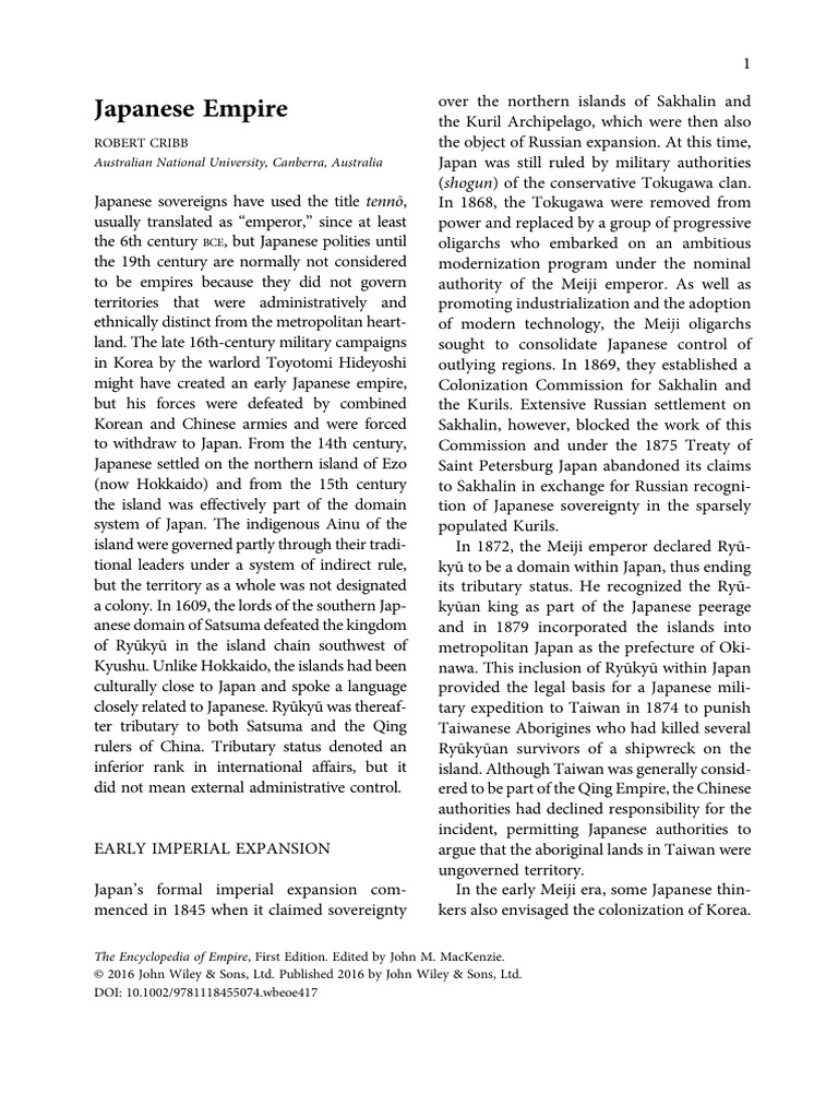 History of the Japanese Empire | PDF | Manchuria | Empire Of Japan