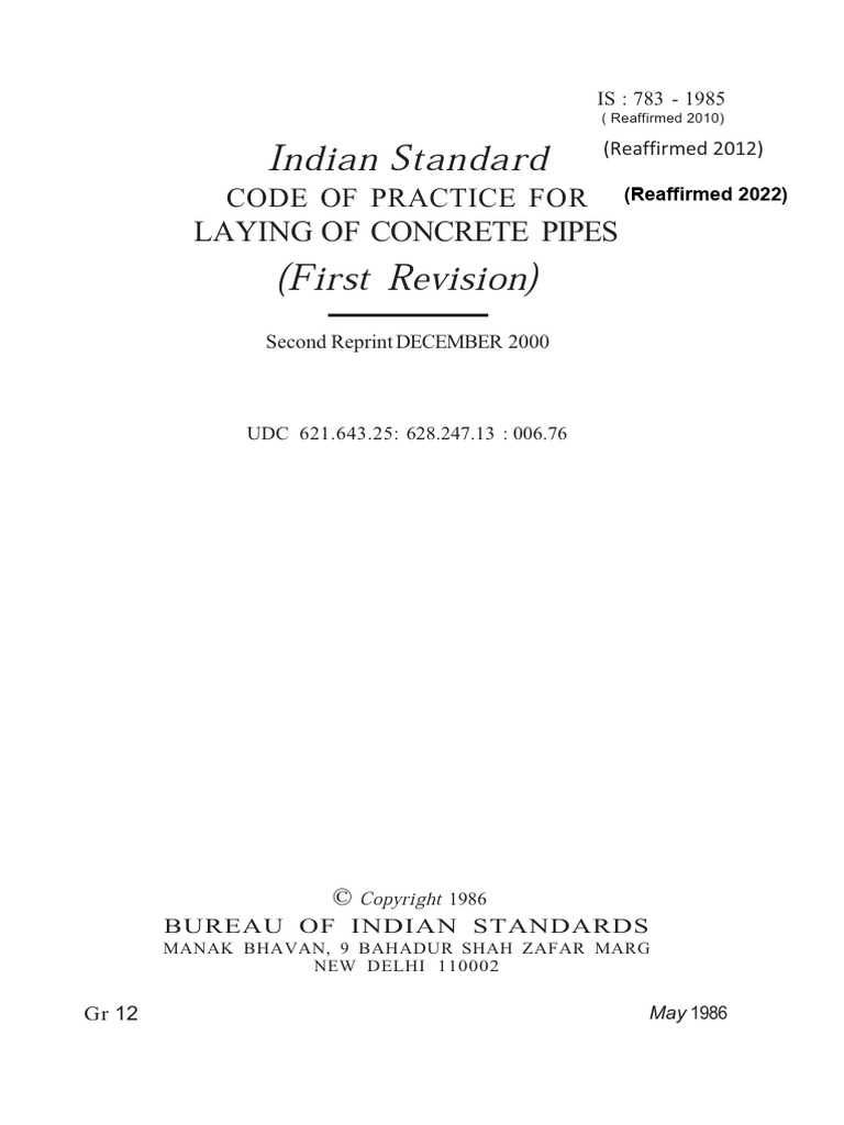 Concrete Pipe Laying Code of Practice | PDF | Pressure | Concrete