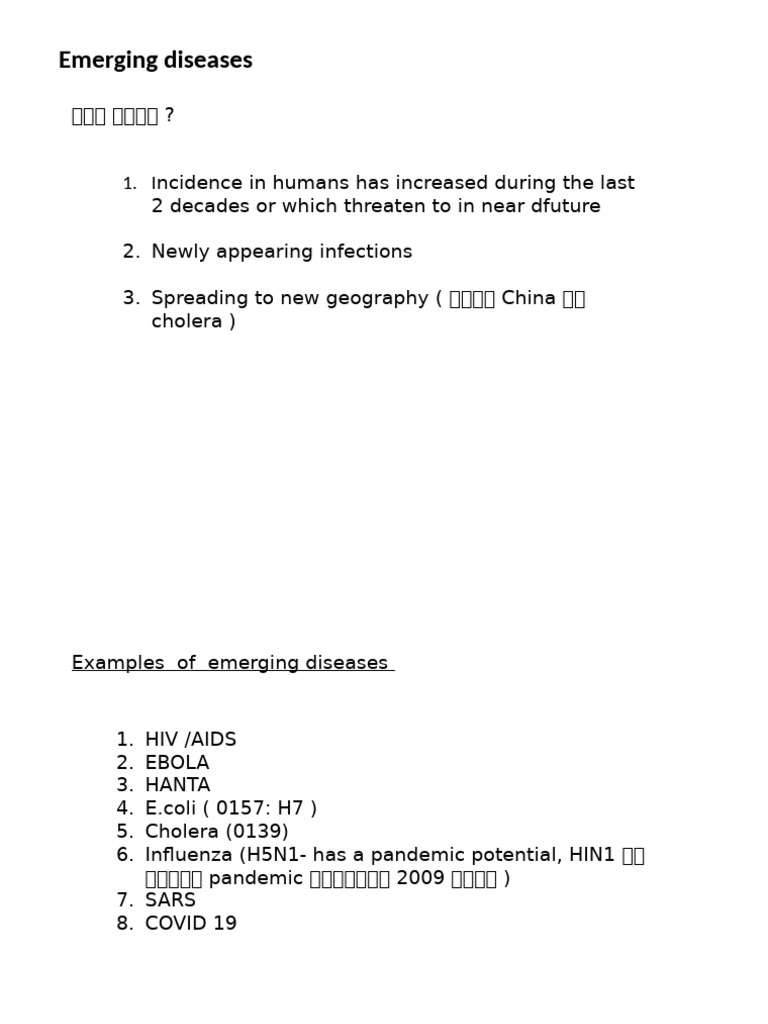 Emerging and Re-Emerging Diseases | PDF