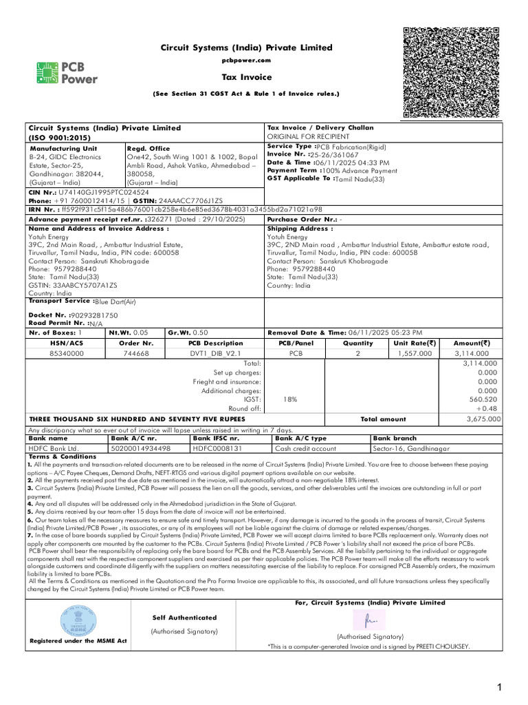 INV 25-26 361067 06112025 PCBPower 2 | PDF | Printed Circuit Board ...