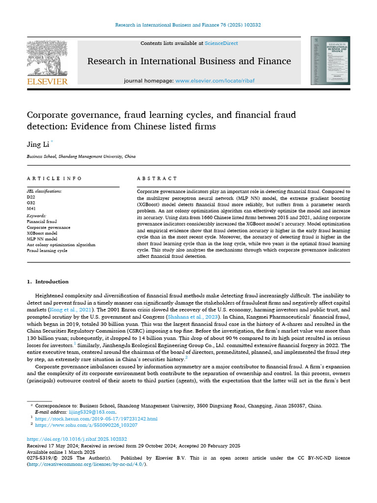 Corporate Governance, Fraud Learning Cycles, and Financial Fraud | PDF ...