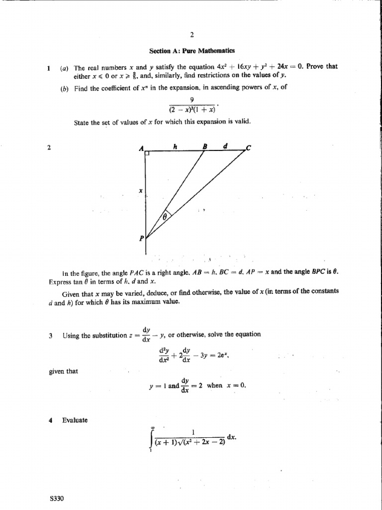 1987 Specimen STEP 1 - Maths-2-5 - Clean | PDF