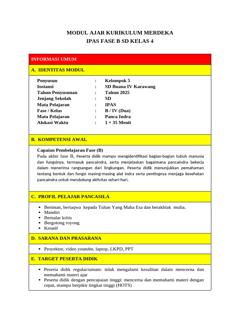 Modul Ajar IPAS Kelas 4 SD 2025 | PDF