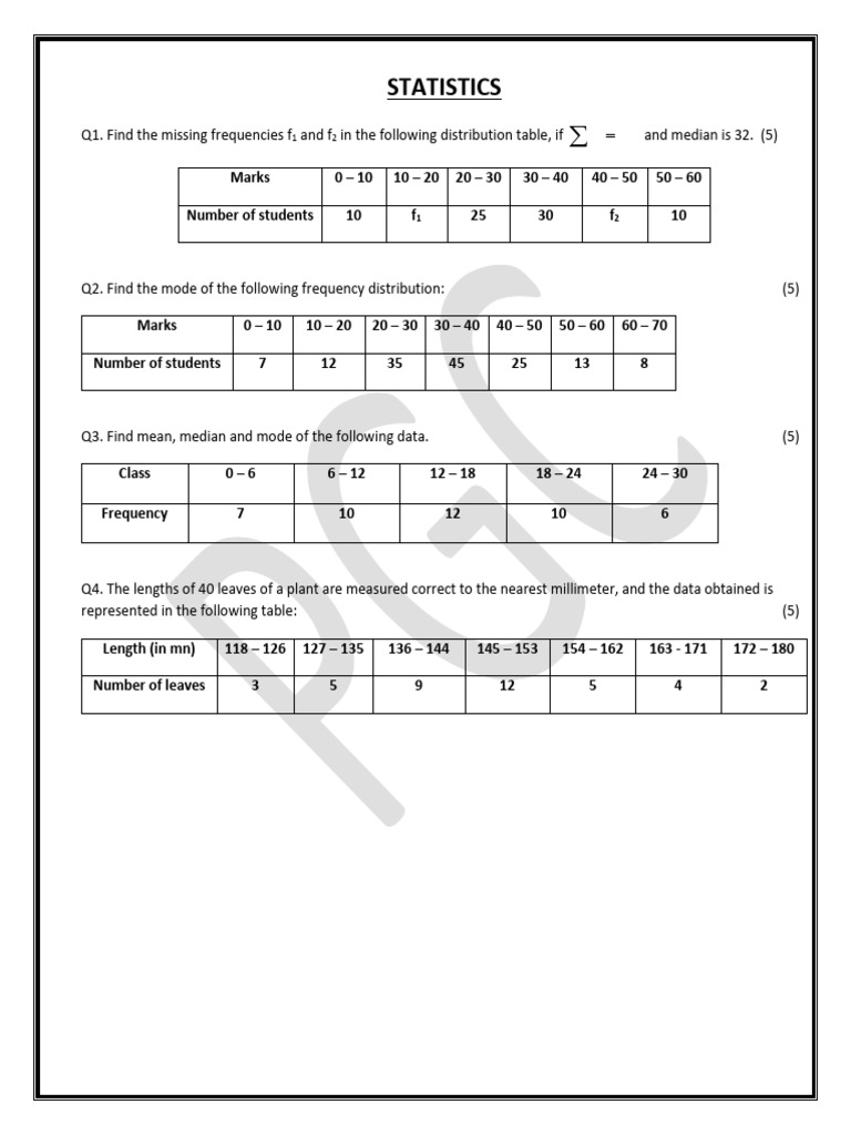 Statistics: Frequency, Mean, Median, Mode | PDF