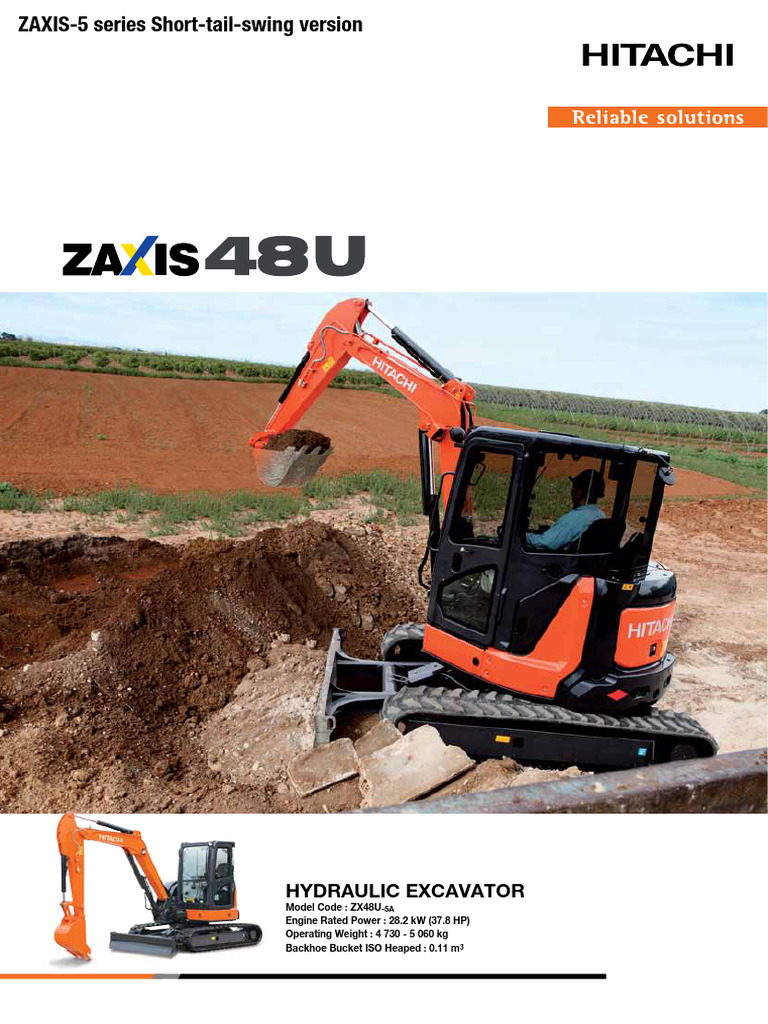 Hitachi ZAXIS 48U Mini Excavator Overview | PDF | Horsepower | Engines
