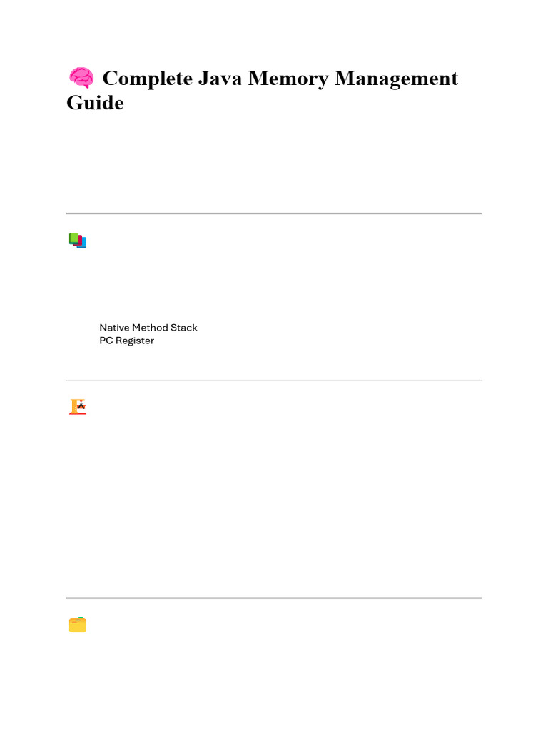 Java Memory Management Explained | PDF | Java Virtual Machine | Java ...