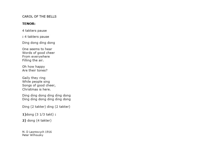 Carol of The Bells Tenor | PDF