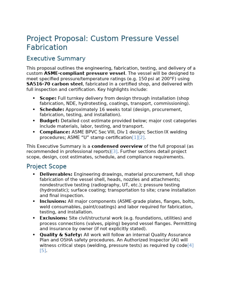 Custom ASME Pressure Vessel Proposal | PDF | Nondestructive Testing ...