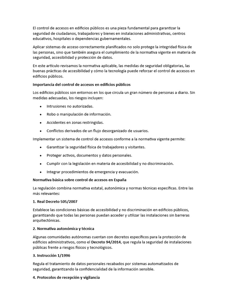 Control de Accesos A Los Edificios Públicos. | PDF | Accesibilidad ...