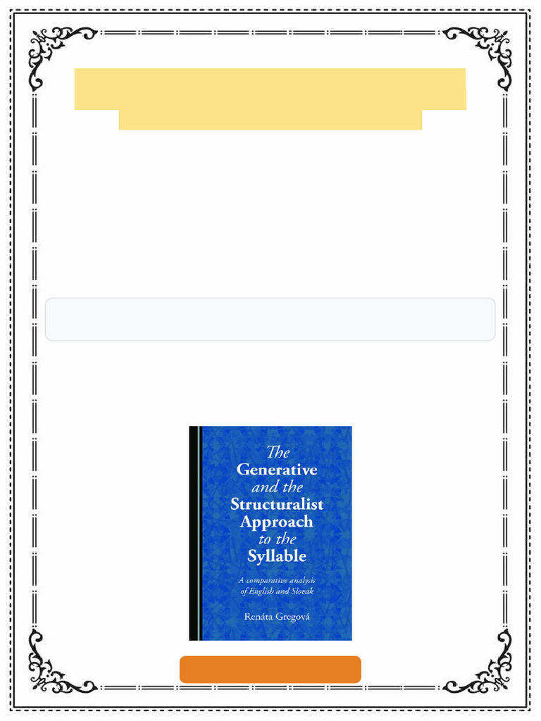 The Generative and The Structuralist Approach To The Syllable 1st ...