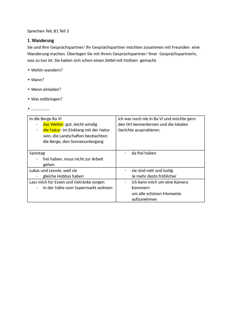 Sprechen Telc B1 Teil 3 | PDF