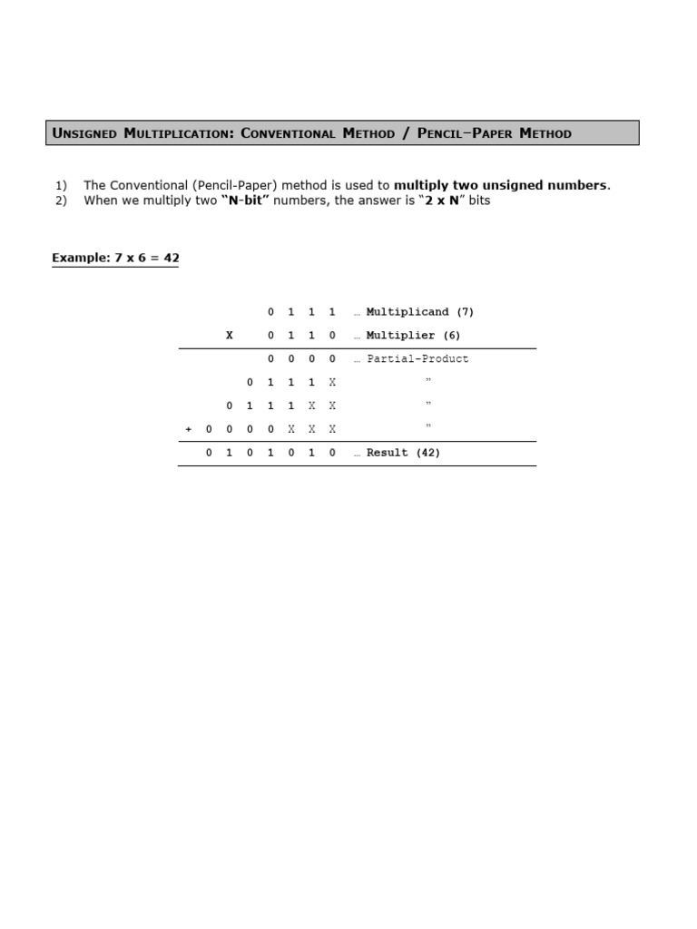 Unsigned and Signed Multiplication Methods | PDF | Multiplication ...