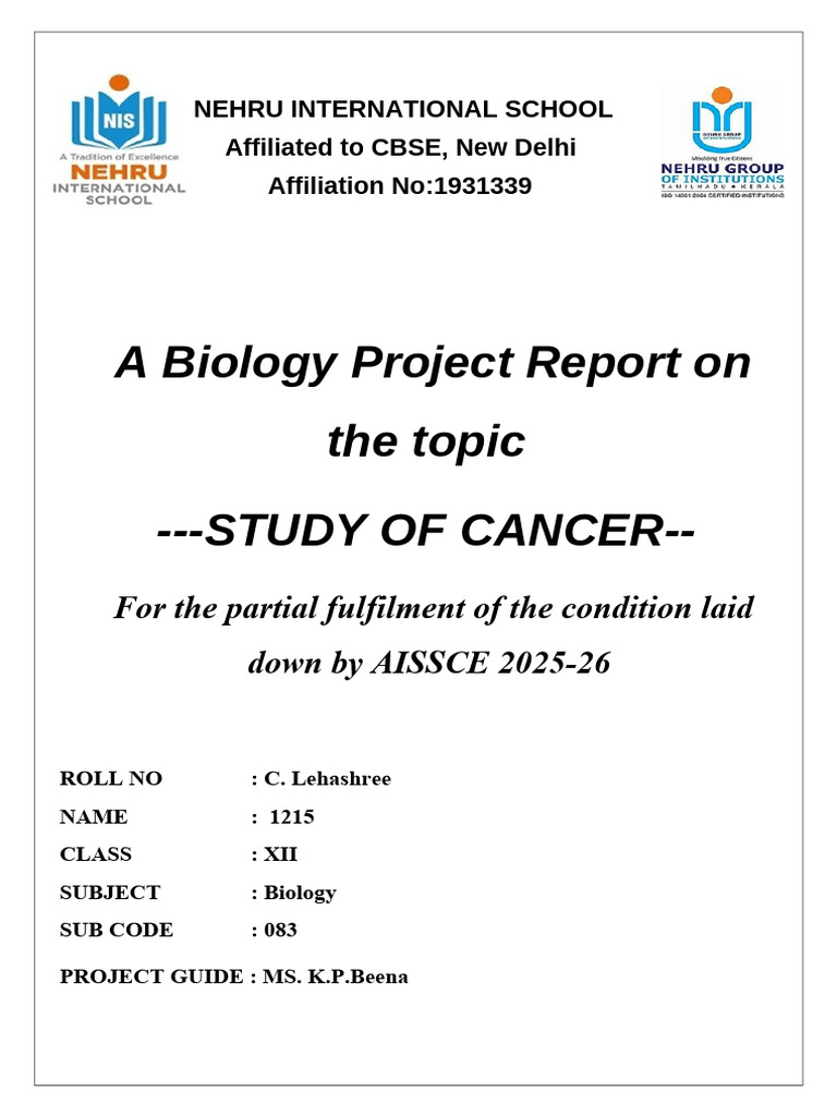 Comprehensive Cancer Study Report | PDF | Cancer | Medical Imaging