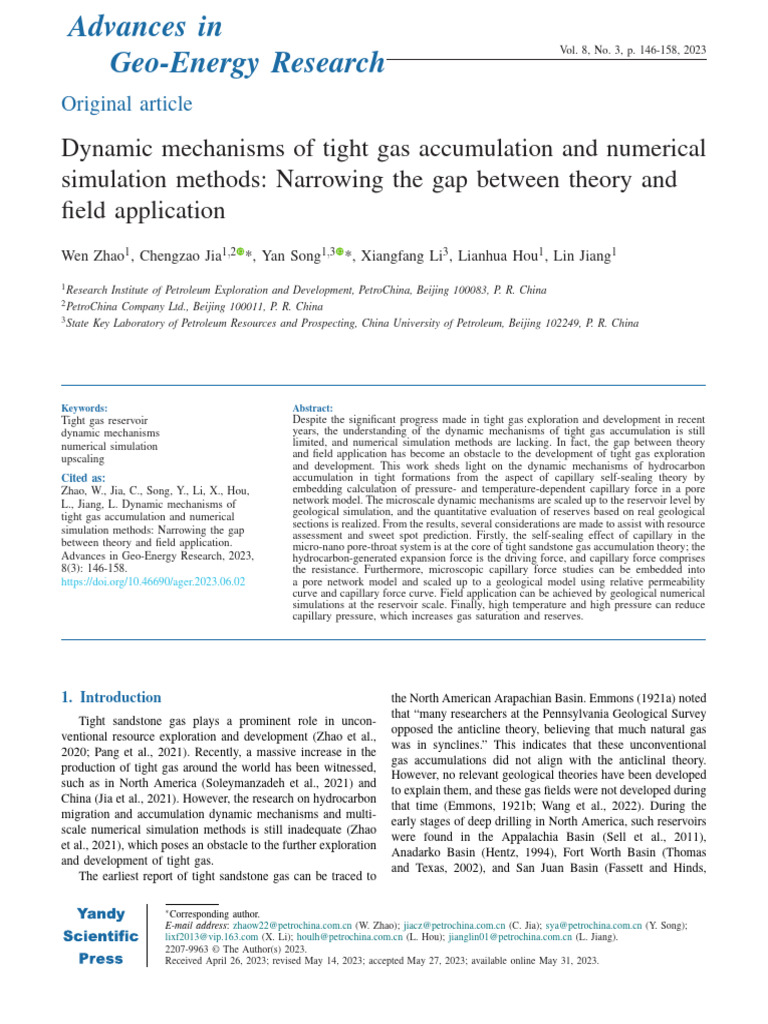 Tight Gas Accumulation Dynamics & Simulation | PDF | Petroleum ...