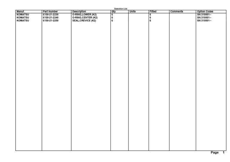 Selection List | PDF