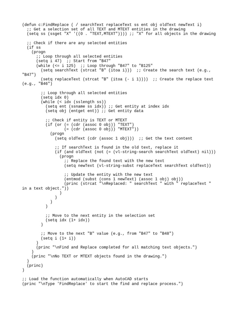 AutoCAD Find and Replace Script | PDF