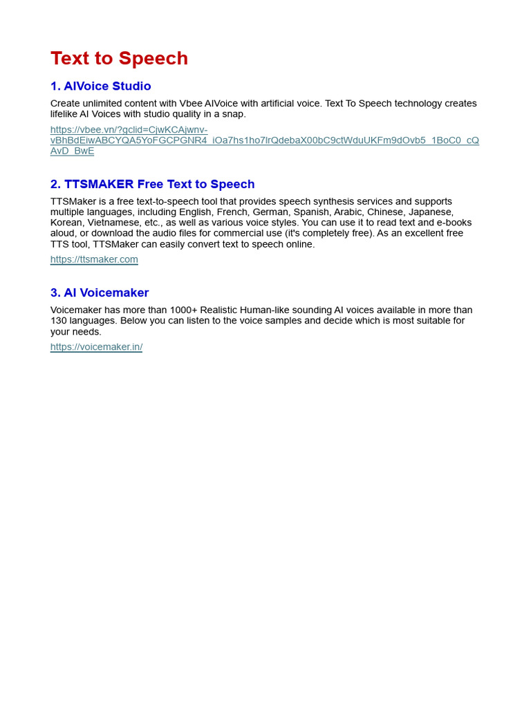 Text to Speech - Tools (1) | PDF