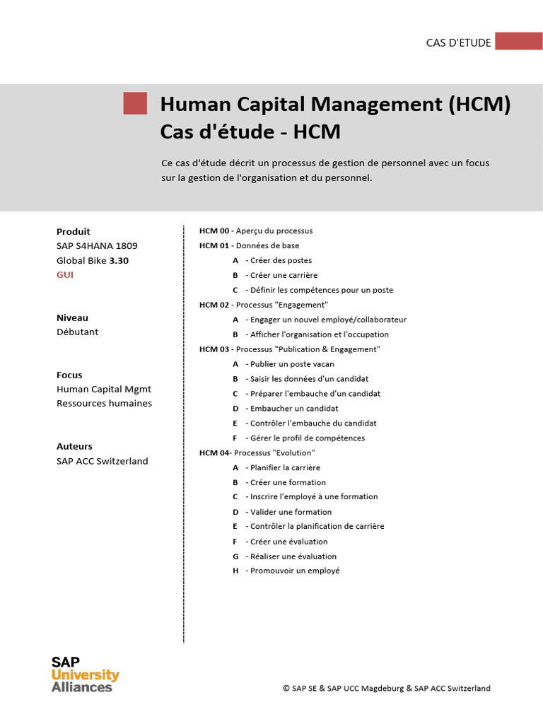 Cas d'étude sur la gestion HCM SAP | PDF | Planification | Gestion des ...