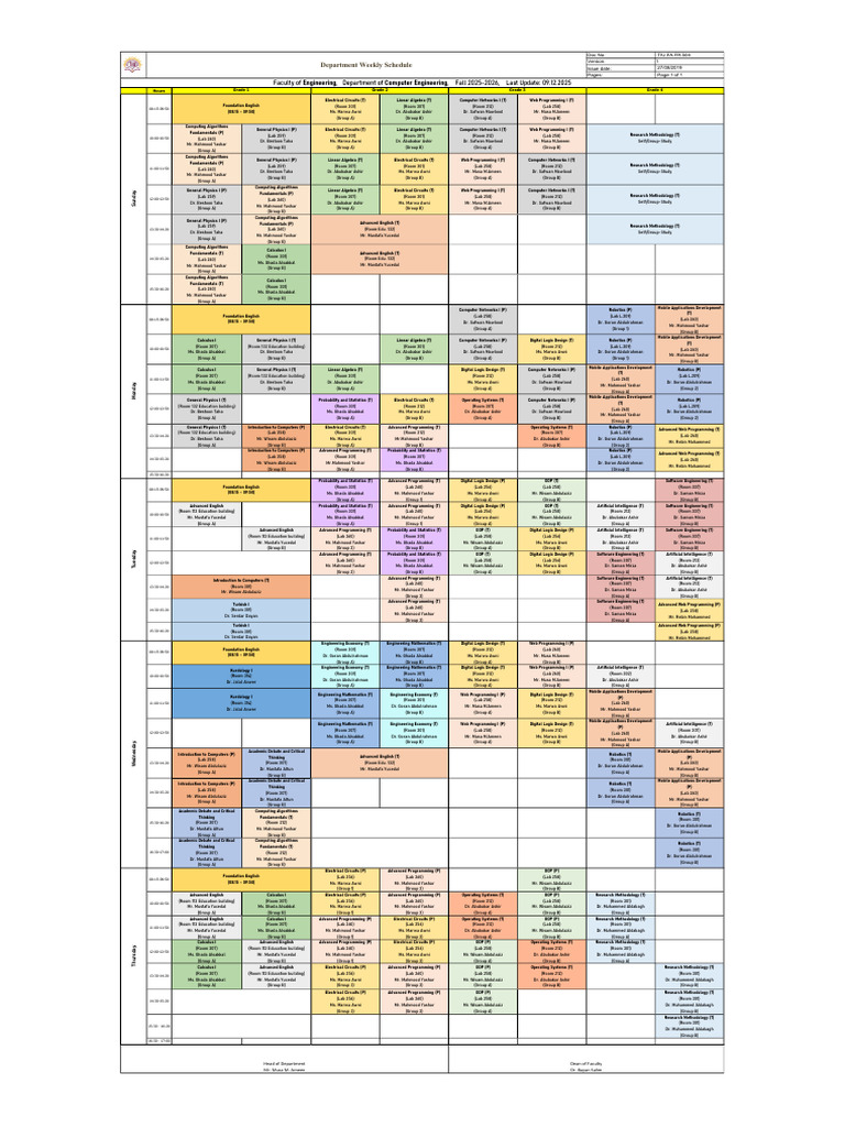 Computer Engineering Weekly Schedule | PDF | Mathematics | Computer Science