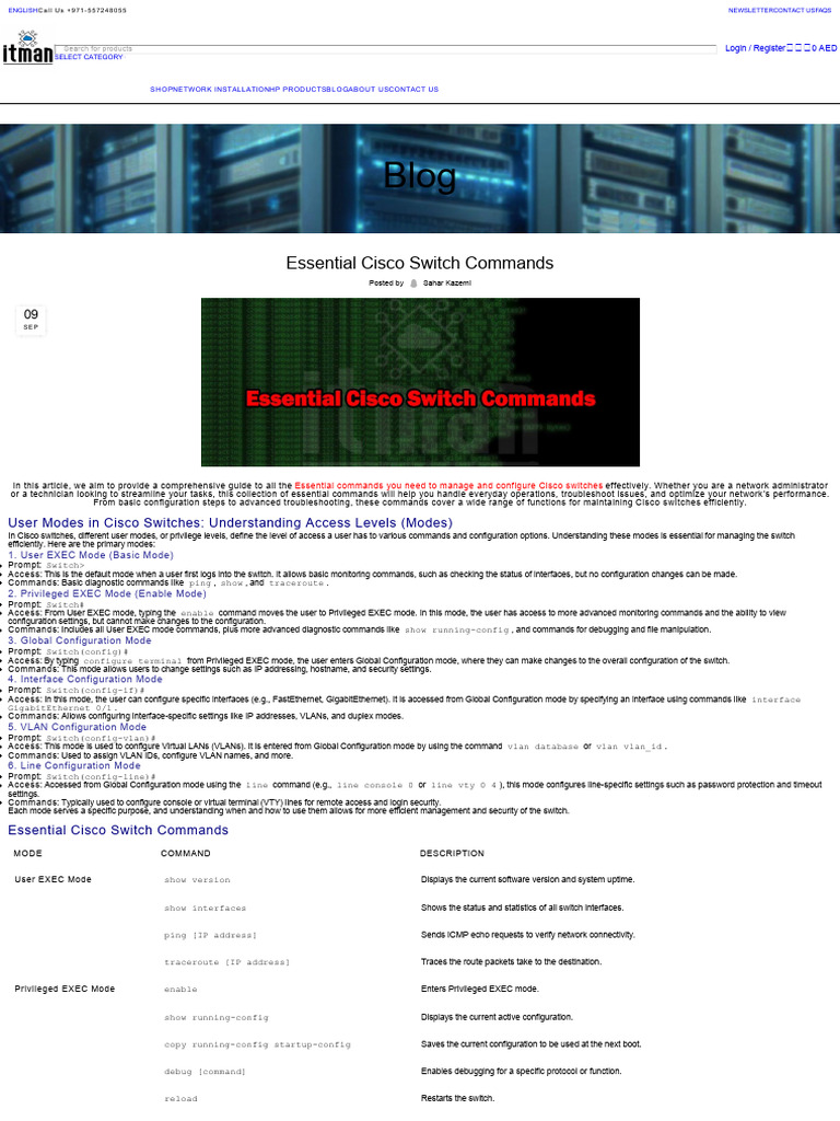Essential Cisco Switch Commands _ Best Commands for Config | PDF | Ip ...