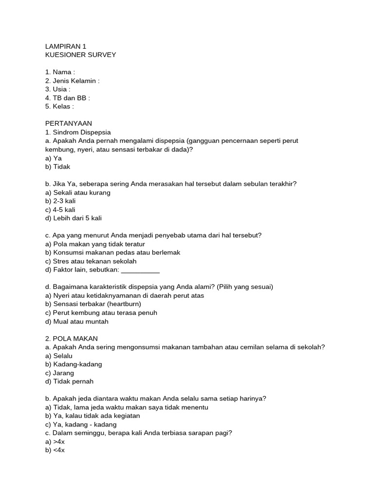 Kuesioner | PDF