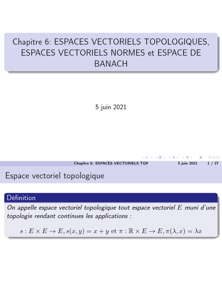 Espaces Vectoriels Topologiques et Normés | PDF | Norme (Mathématiques ...