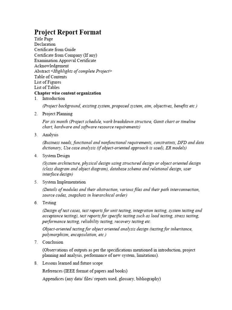 Comprehensive Project Report Template | PDF | Object Oriented ...