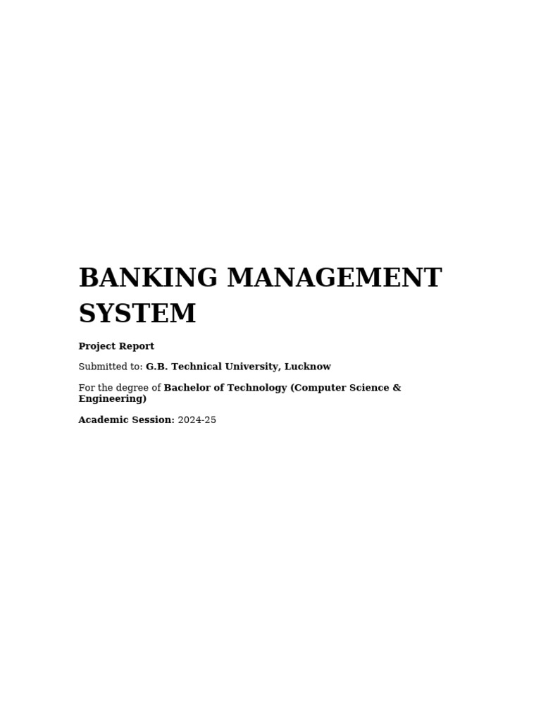Banking Management System Project Report | PDF | C++ | Object Oriented ...