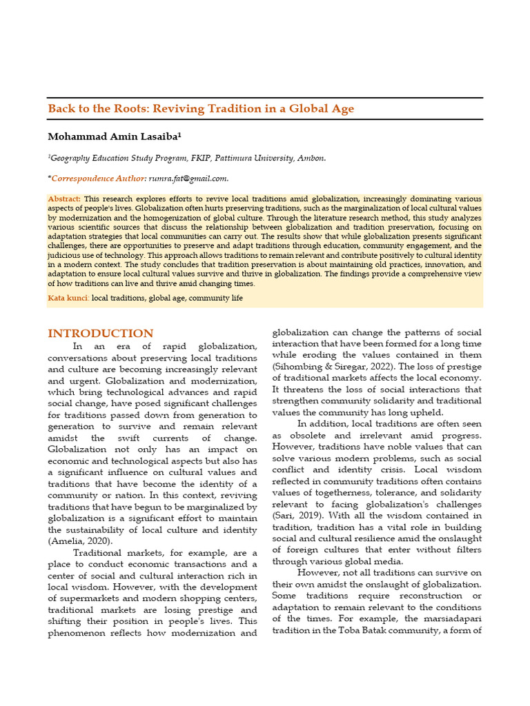 Back To The Roots Reviving Tradition in A Global A | PDF | Traditions ...