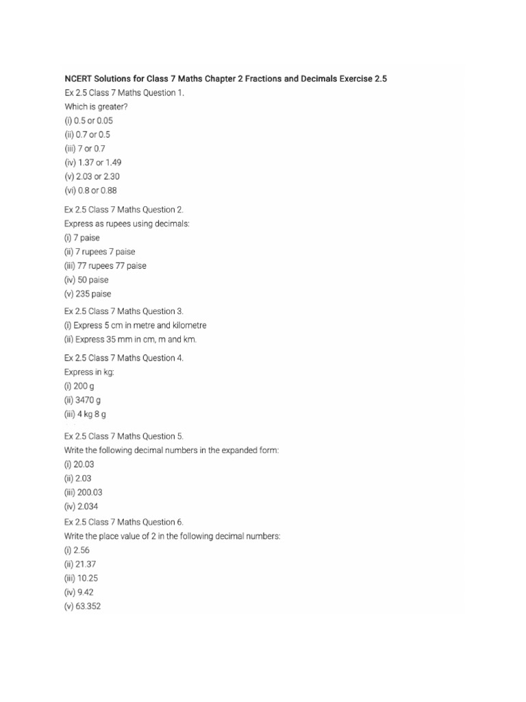 NCERT Solutions for Class 7 Maths Chapter 2 Fractions and Decimals Ex 2 ...