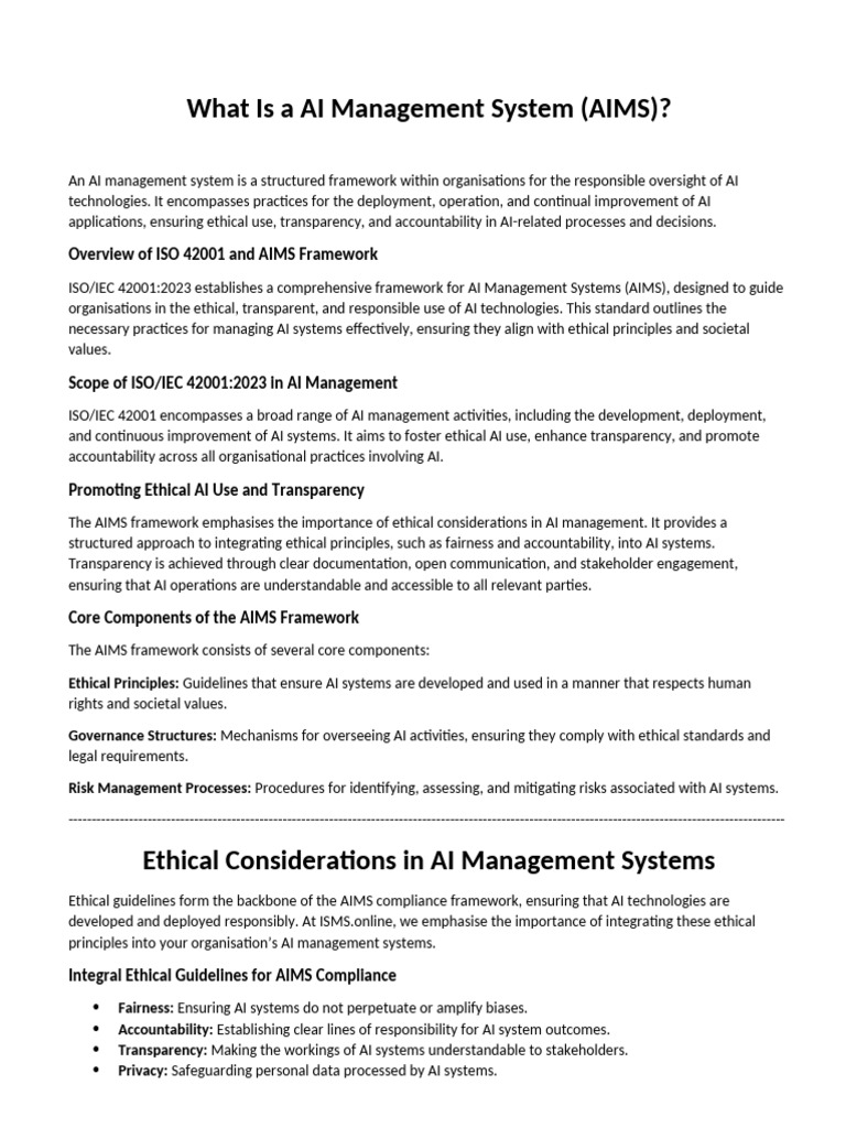 Understanding AI Management Systems | PDF | Artificial Intelligence ...