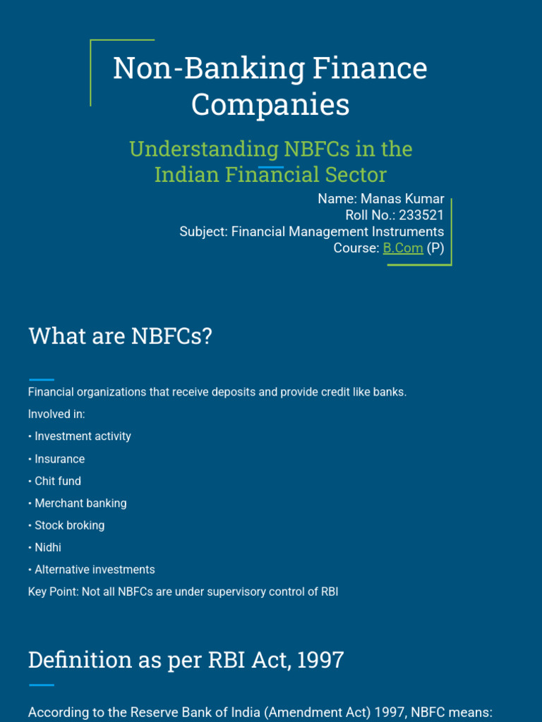 Understanding NBFCs in India | PDF | Banks | Reserve Bank Of India