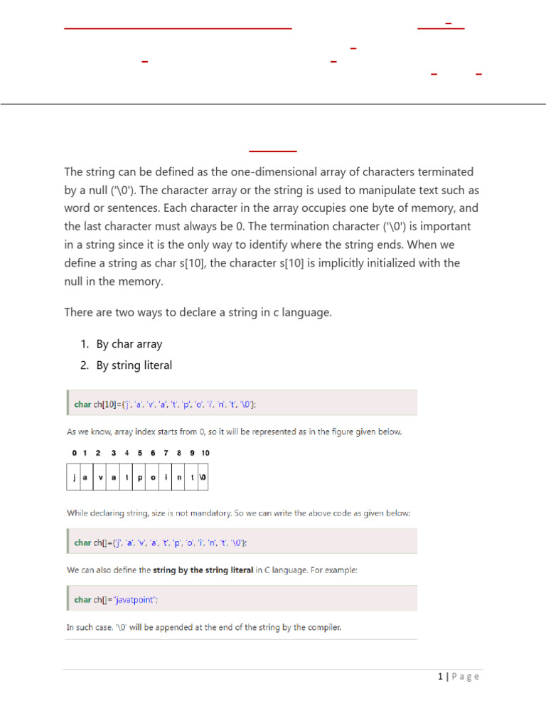 Programming in C & Data Structure - Unit 4 | PDF | String (Computer ...
