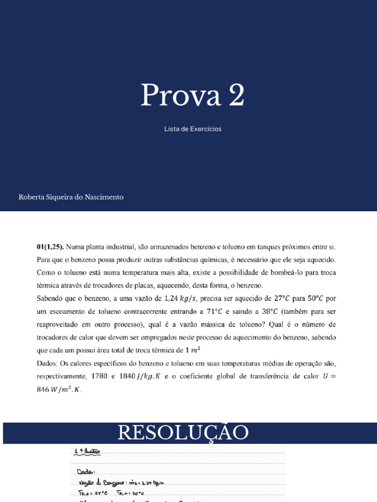 Resolução de Exercícios - Prova 2 | PDF