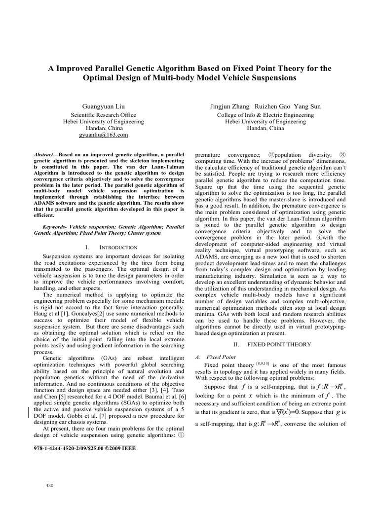 A Improved Parallel Genetic Algorithm Based On Fixed Point Theory For ...