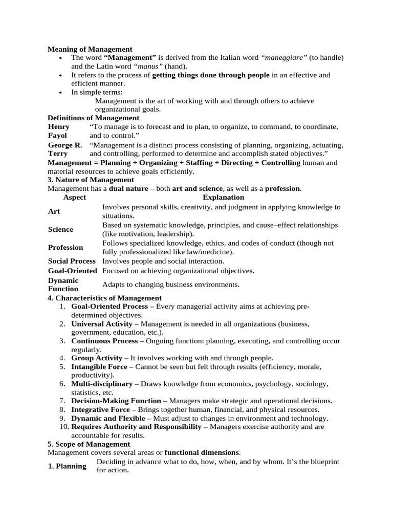 Understanding Management: Definitions & Nature | PDF | Leadership | Science