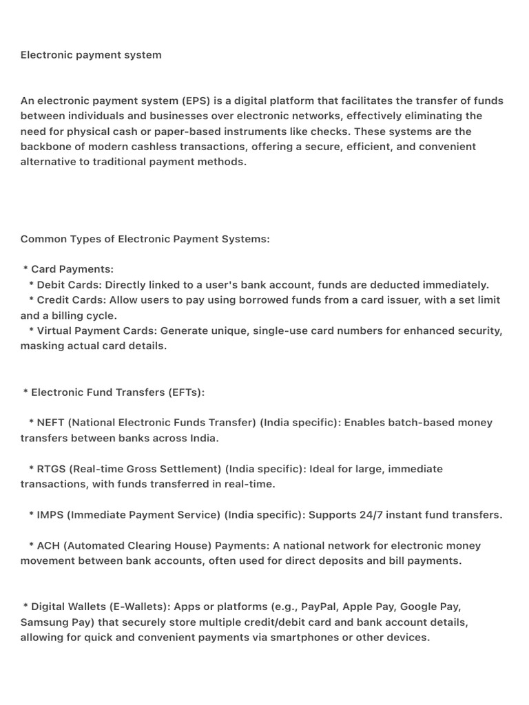 Overview of Electronic Payment Systems | PDF | Payment System | Payments
