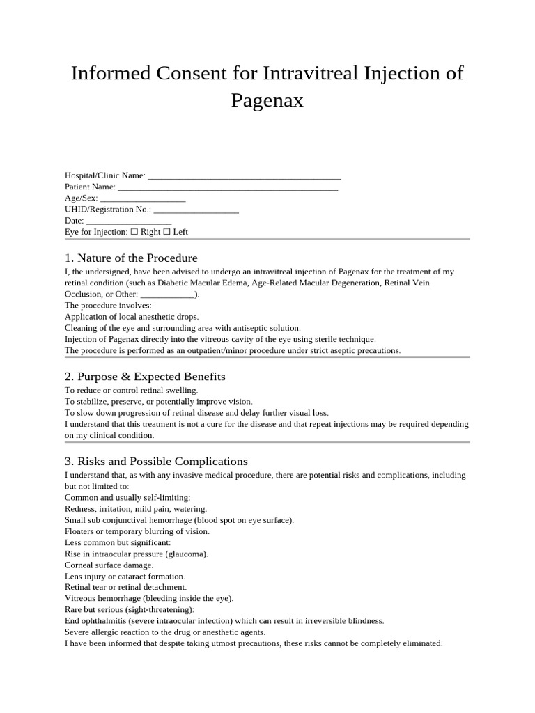 Informed Consent For Intravitreal Injection of Page) - 0ujhterd | PDF ...