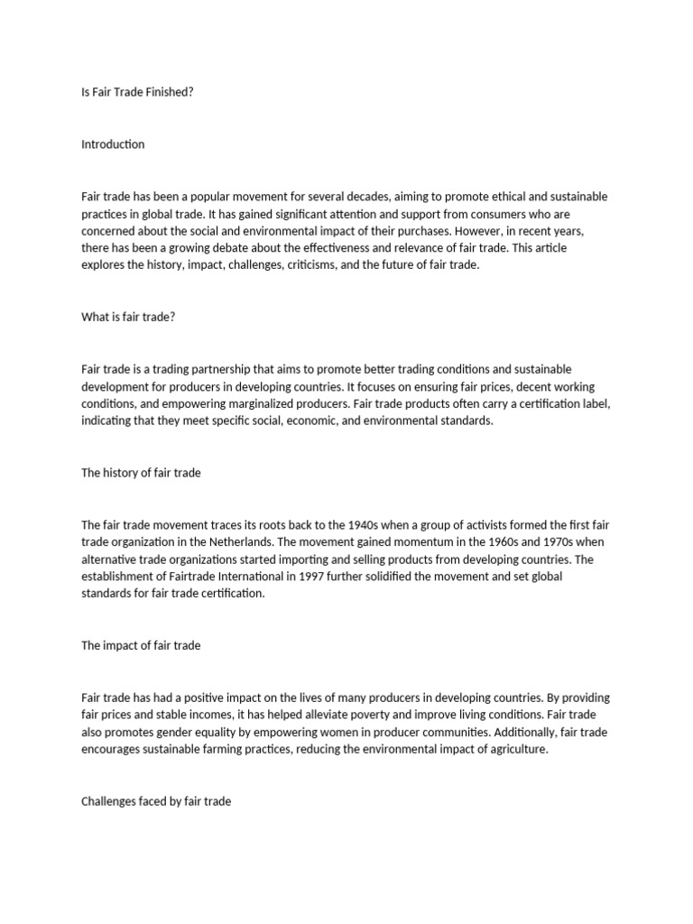 Is Fair Trade Finished | PDF | Fair Trade | Sustainability