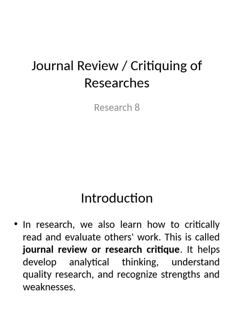 Journal Review and Research Critique Guide | PDF | Methodology ...