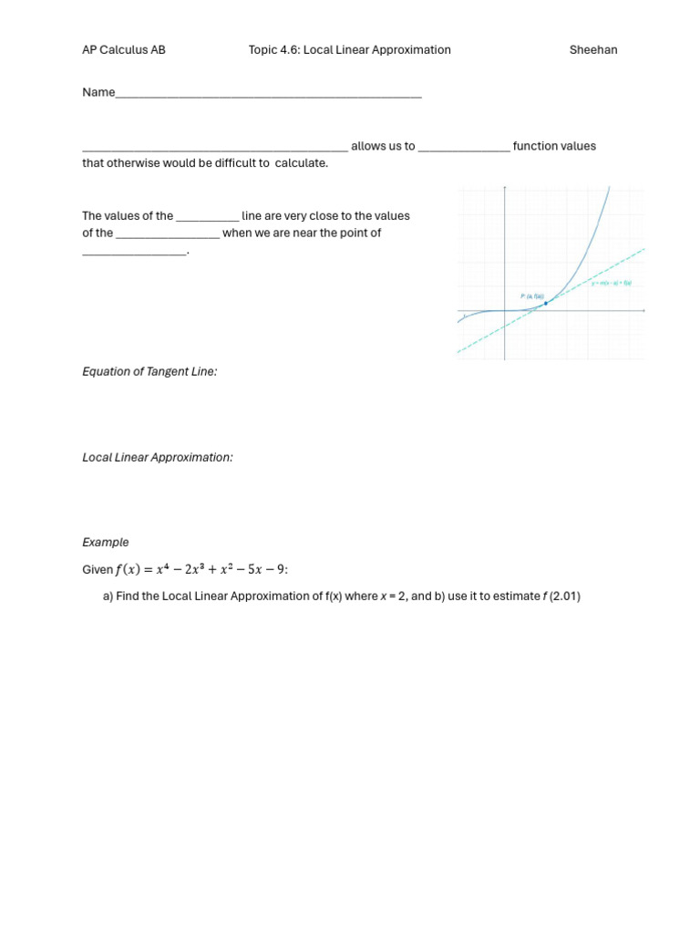 Topic 4.6 Local Linear Approximations | PDF