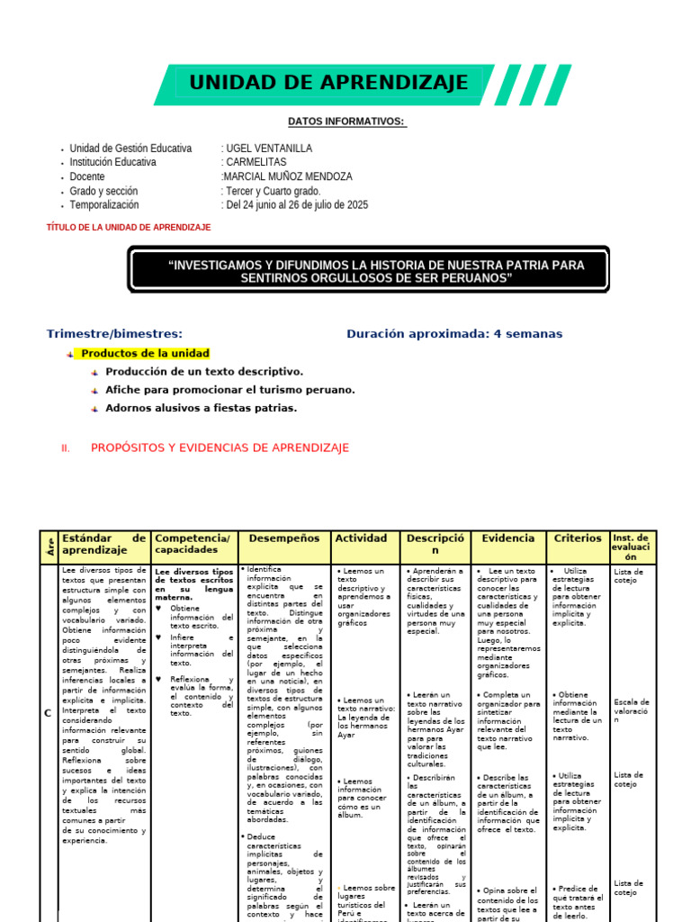 4° Unidad de Aprendizaje 4 Julio | PDF | Datos | División (Matemáticas)