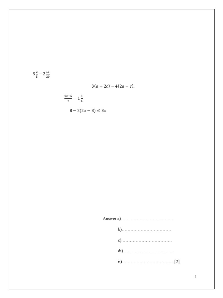 Form 2 Mathematics Mid-Year Exam 2025 | PDF | Temperature ...