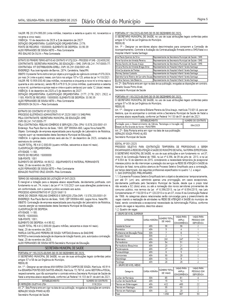 Edital 001-2025 - SMS - Processo Seletivo | PDF | Enfermagem