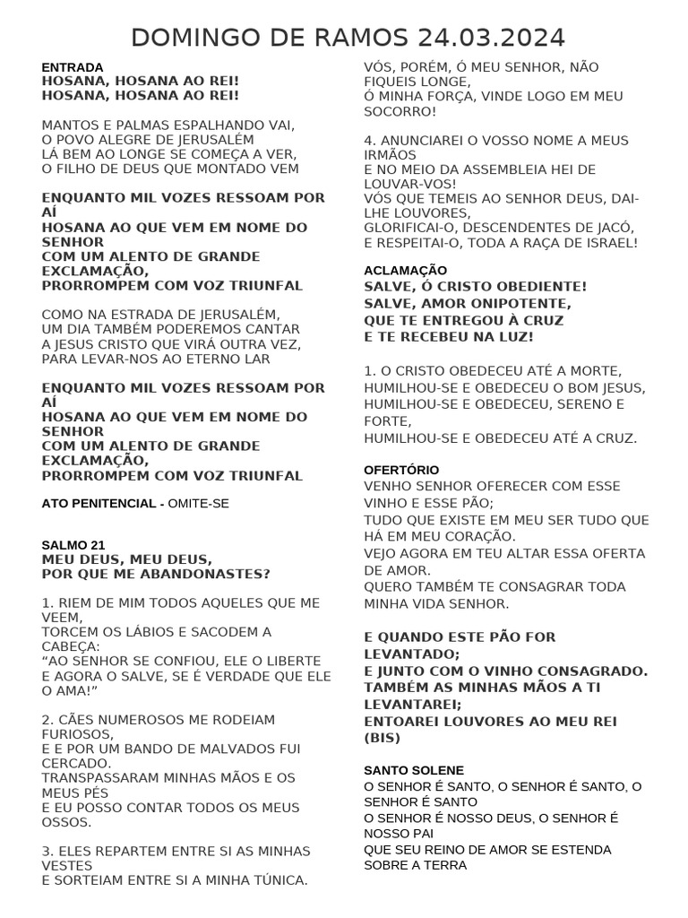 Domingo de Ramos: Celebração e Louvor | PDF | Eucaristia | Crença e ...