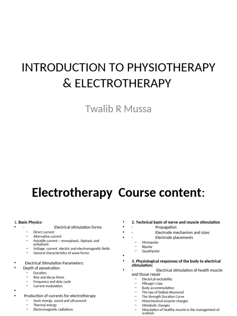 Introduction to Physiotherapy & Electrotherapy | PDF | Sound | Waves