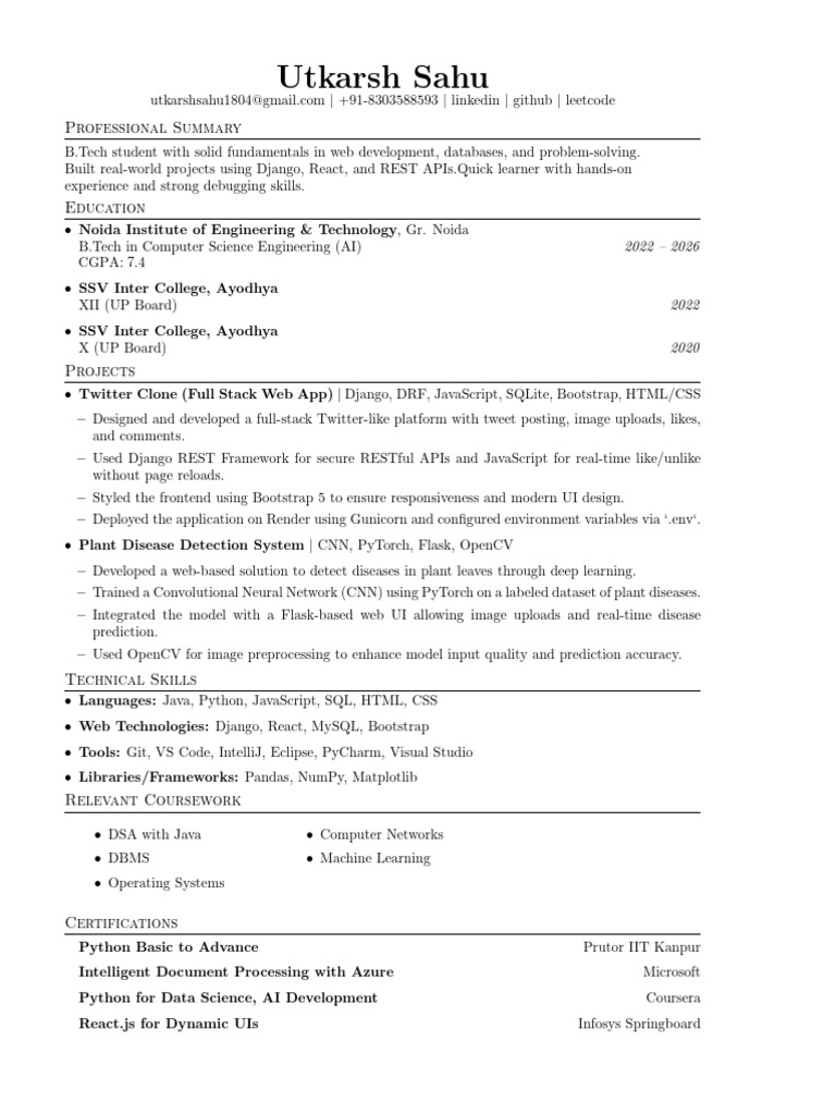 Latest_resume (1) (1) | PDF | Java Script | Bootstrap (Front End Framework)